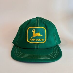 Vintage Made in USA John Deere Patch Snapback Hat Green -  All Foam Construction